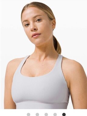 Lululemon Energy Bra Long Line Ribbed 
White Size 6